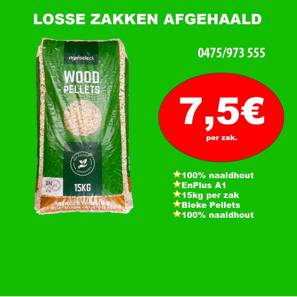 zak agriselect houtpellets virgin klaar voor gebruik, geschikt voor alle verwarmingssystemen en direct beschikbaar voor aankoop