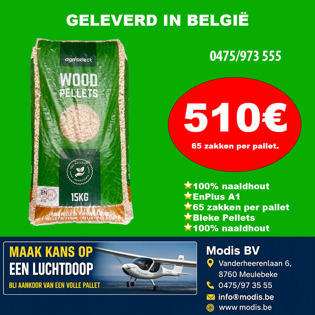 Pallet agriselect houtpellets klaar voor gebruik, geschikt voor alle verwarmingssystemen en direct beschikbaar voor aankoop