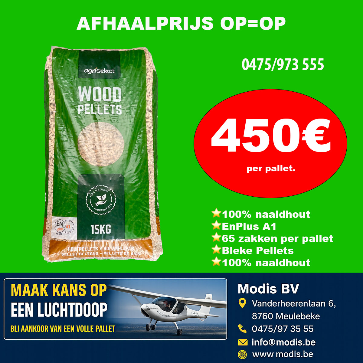 Pallet agriselect houtpellets klaar voor gebruik, geschikt voor alle verwarmingssystemen en direct beschikbaar voor aankoop